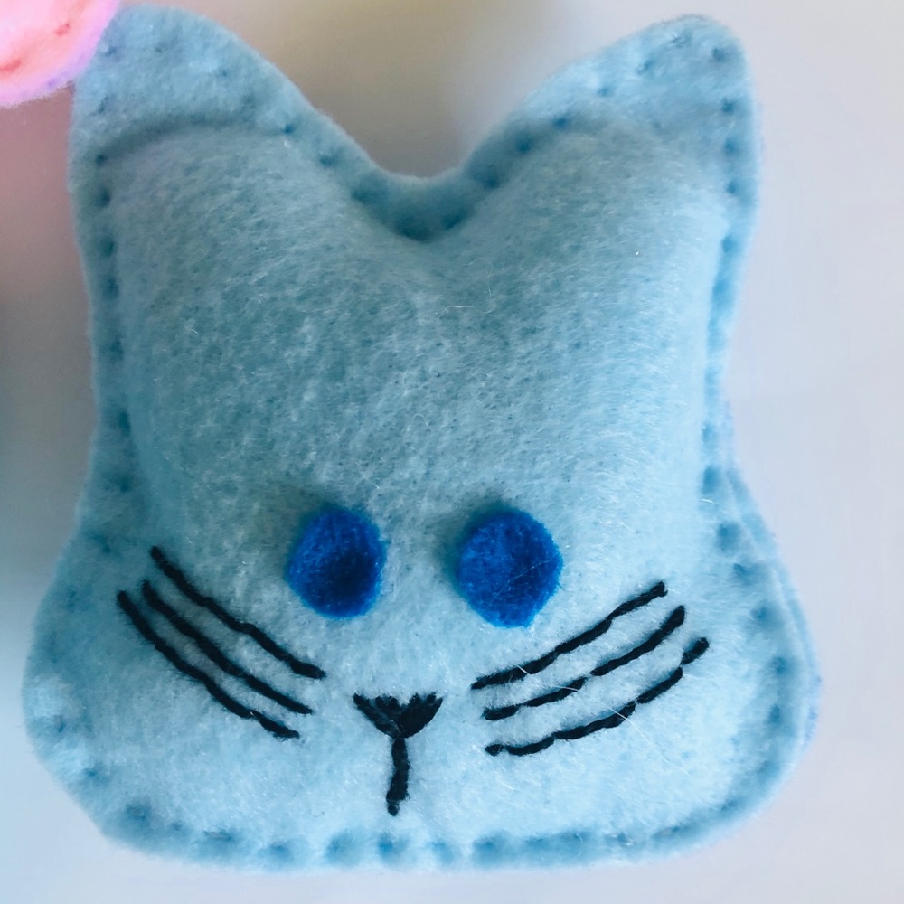 Cat felt catnip toy pink handmade